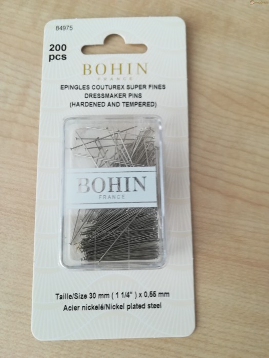 acél gombostû, extra vékony (0,5 mm), 200 darabos, Bohin