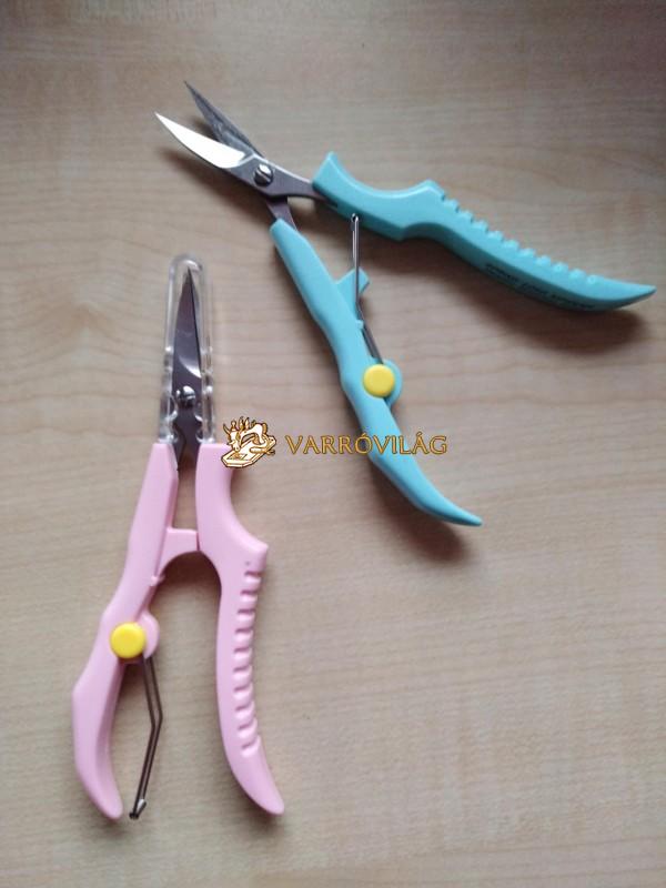 rugós, íves hímző olló