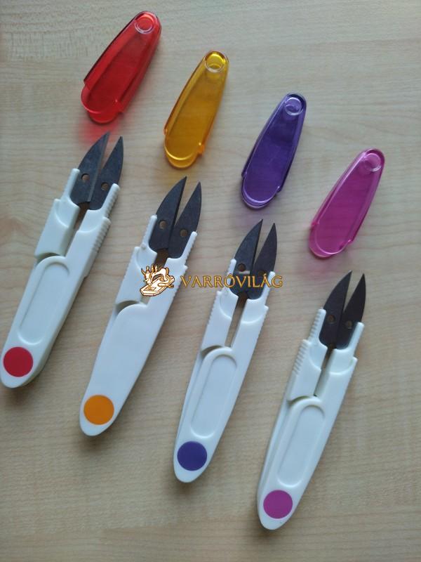 Szálazó olló, kupakkal, színes